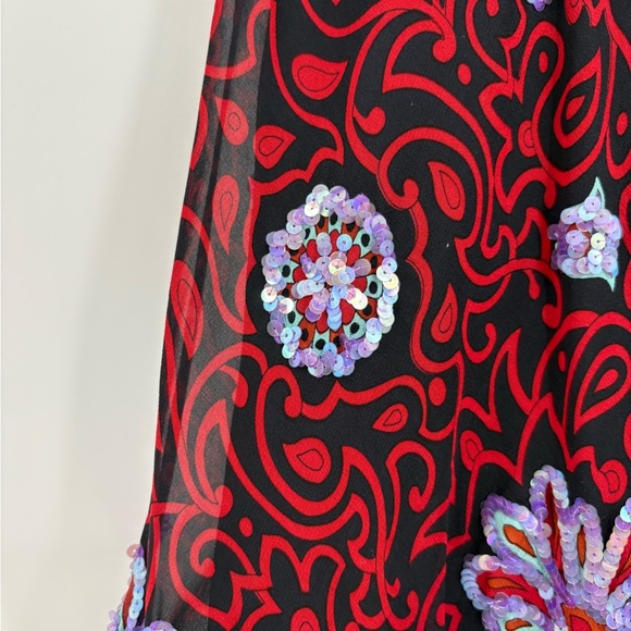 Nicole miller vintage Y2K 90s boho artsy floral sheer Embellished skirt sz 0 25 - Picture 12 of 16